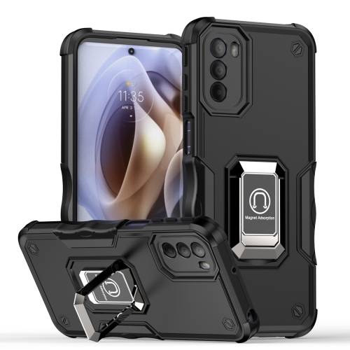 

For Motorola Moto G31 / G41 Non-slip Shockproof Armor Phone Case with Ring Holder(Black)