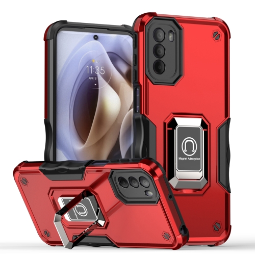 

For Motorola Moto G31 / G41 Non-slip Shockproof Armor Phone Case with Ring Holder(Red)