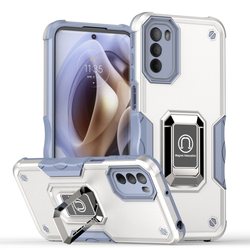 

For Motorola Moto G31 / G41 Non-slip Shockproof Armor Phone Case with Ring Holder(White)