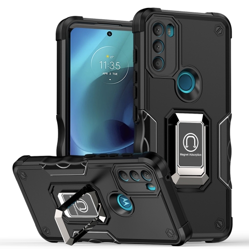 

For Motorola Moto G71 5G Non-slip Shockproof Armor Phone Case with Ring Holder(Black)