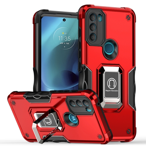 

For Motorola Moto G71 5G Non-slip Shockproof Armor Phone Case with Ring Holder(Red)