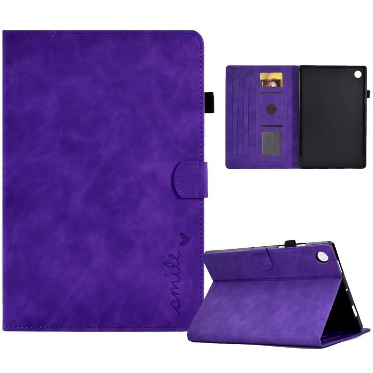 

For Huawei Matepad 10.4 2022 Embossed Smile Flip Leather Tablet Case(Purple)