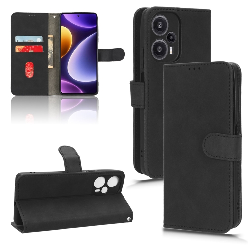 

For Xiaomi Redmi Note 12 Turbo Skin Feel Magnetic Flip Leather Phone Case(Black)