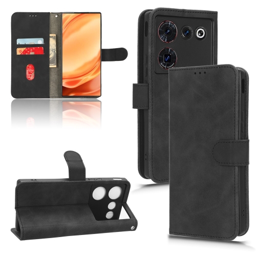 

For ZTE nubia Z50 Ultra Skin Feel Magnetic Flip Leather Phone Case(Black)