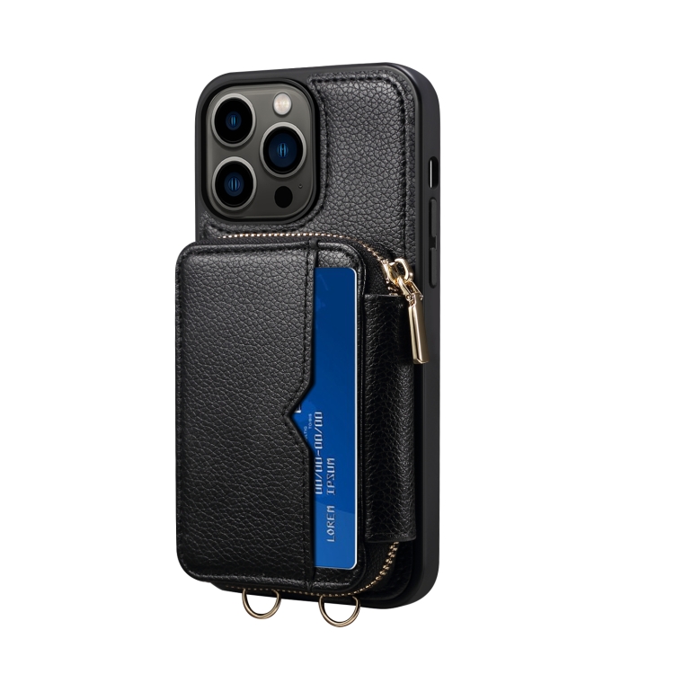 

For iPhone 13 Pro Zipper Card Slot Phone Case(Black)