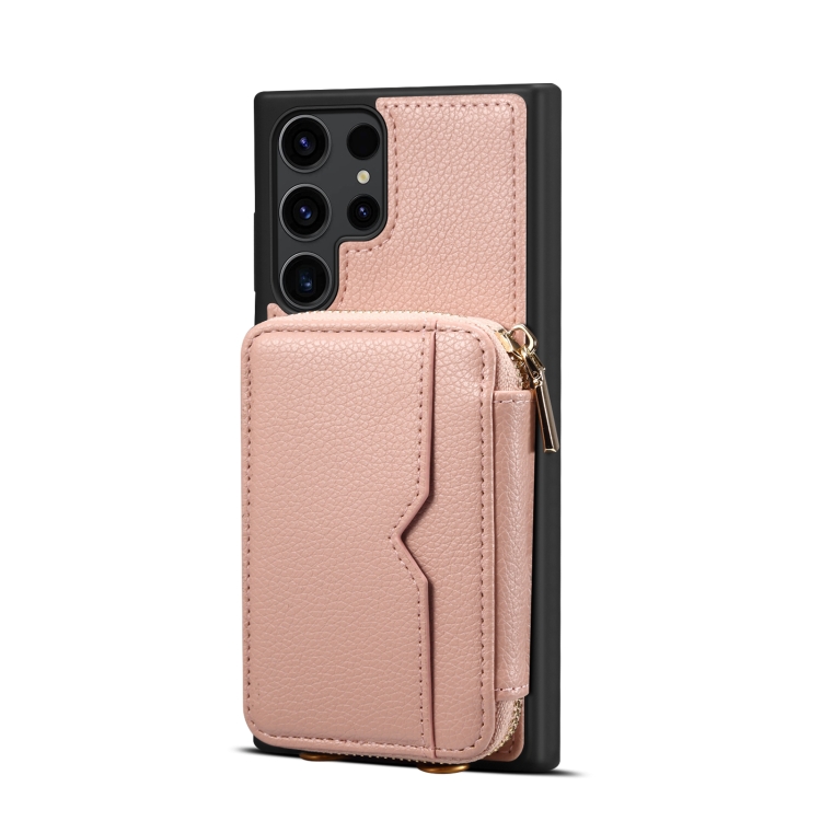 

For Samsung Galaxy S23 Ultra 5G Zipper Card Slot Phone Case(Pink)
