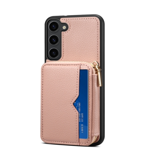 

For Samsung Galaxy S22 5G Zipper Card Slot Phone Case(Pink)