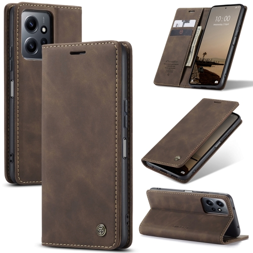 

For Xiaomi Redmi Note 12 4G Global CaseMe 013 Multifunctional Horizontal Flip Leather Phone Case(Coffee)