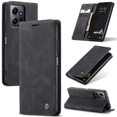 

For Xiaomi Redmi Note 12 4G Global CaseMe 013 Multifunctional Horizontal Flip Leather Phone Case(Black)