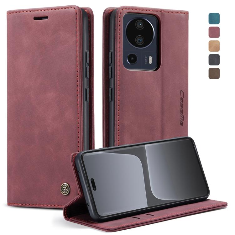 

For Xiaomi 13 Lite CaseMe 013 Multifunctional Horizontal Flip Leather Phone Case(Wine Red)