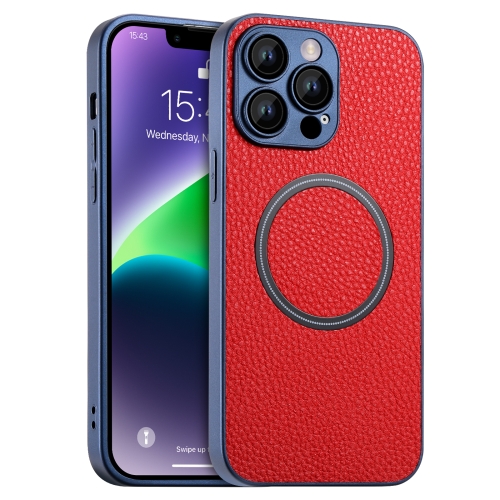 

For iPhone 11 Skin Feel Litchi Texture MagSafe Magnetic Phone Case(Red)