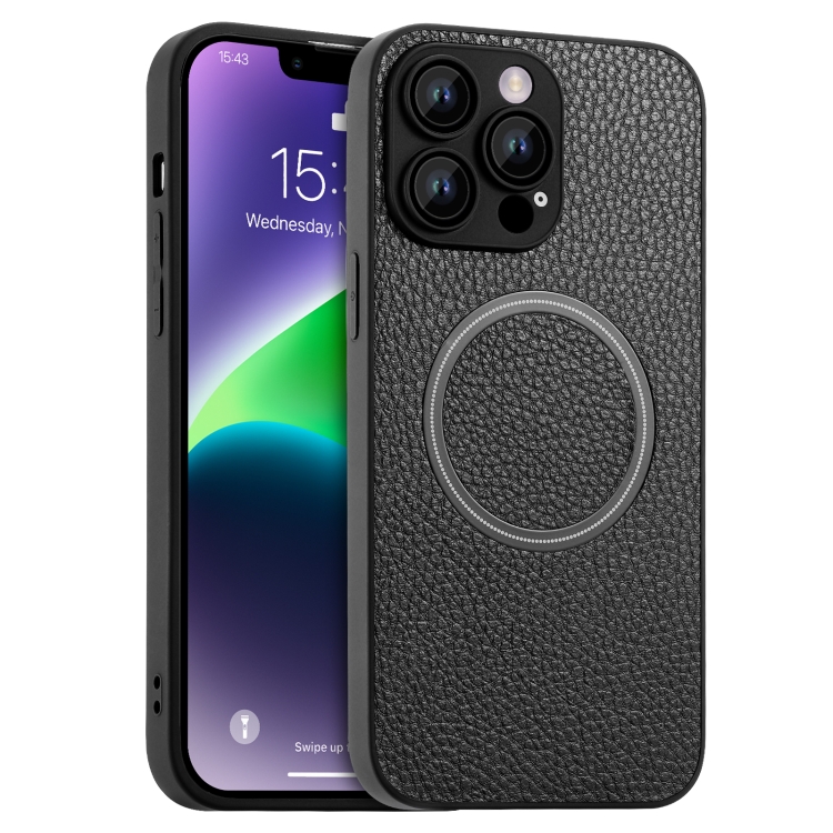 

For iPhone 11 Pro Skin Feel Litchi Texture MagSafe Magnetic Phone Case(Black)