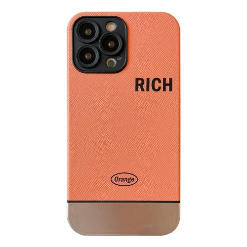 

For iPhone 14 Pro Max Electroplating Stitching PU Leather Phone Case(Orange)