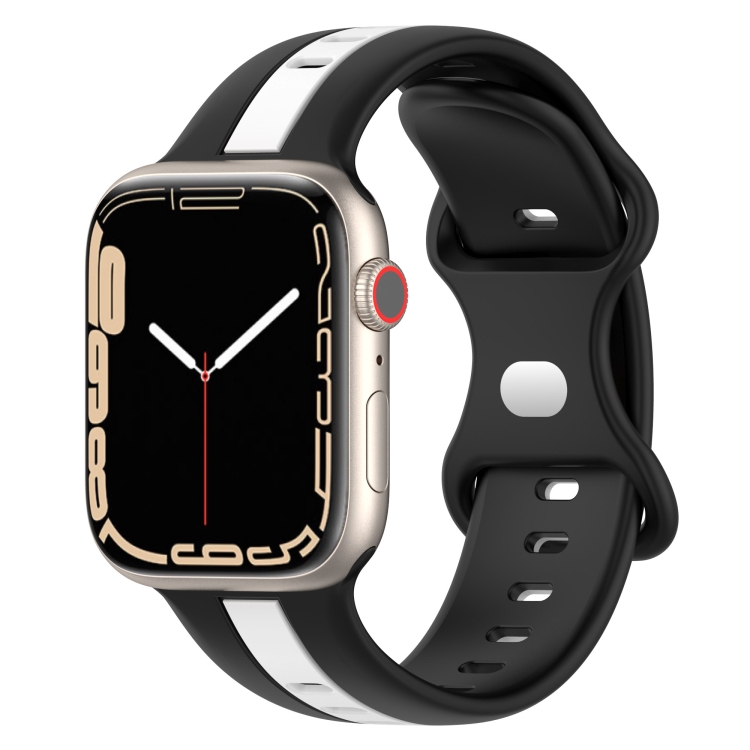 

Nail Buckle Two-color Watch Band For Apple Watch Series 8&7 41mm / SE 2&6&SE&5&4 40mm / 3&2&1 38mm(Black White)