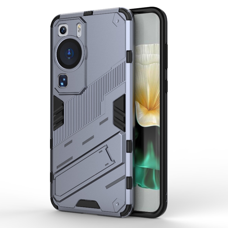 

For Huawei P60 Punk Armor 2 in 1 PC + TPU Shockproof Phone Case with Invisible Holder(Grey)