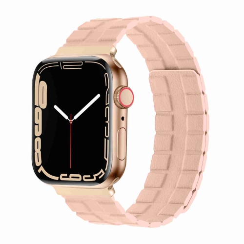 

Square Two-section Leather Magnetic Watch Band For Apple Watch Ultra 49mm / Series 8&7 45mm / SE 2&6&SE&5&4 44mm / 3&2&1 42mm(Pink)