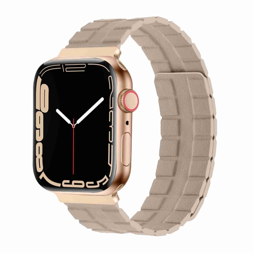 

Square Two-section Leather Magnetic Watch Band For Apple Watch Series 8&7 41mm / SE 2&6&SE&5&4 40mm / 3&2&1 38mm(Khaki)