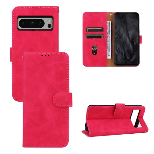 

For Google Pixel 8 Pro Skin Feel Magnetic Flip Leather Phone Case(Rose Red)