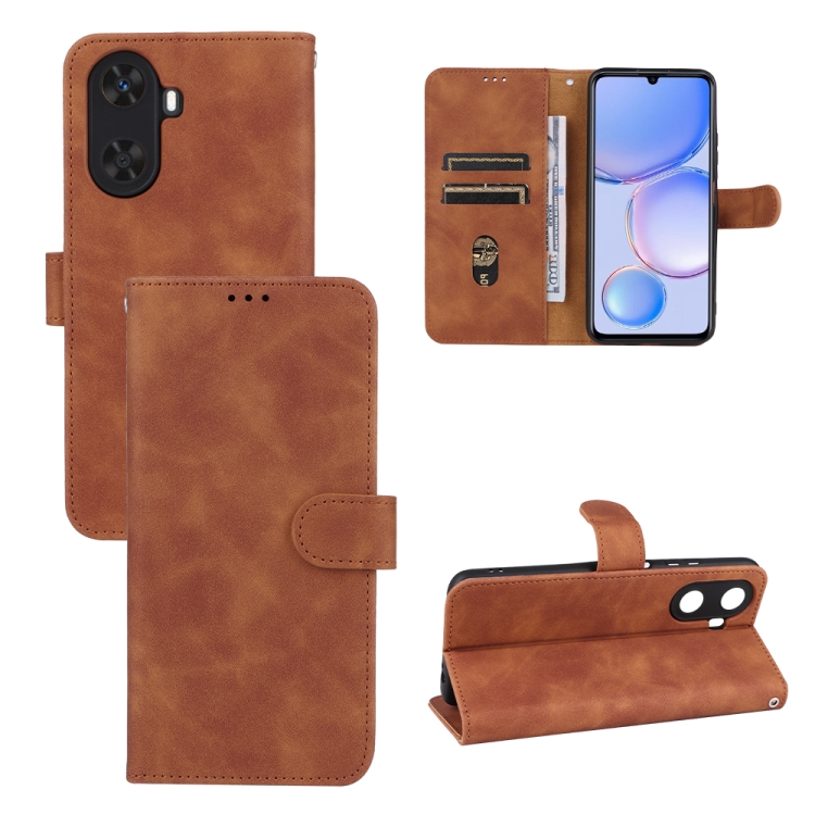 

For Huawei Enjoy 60 Skin Feel Magnetic Flip Leather Phone Case(Brown)