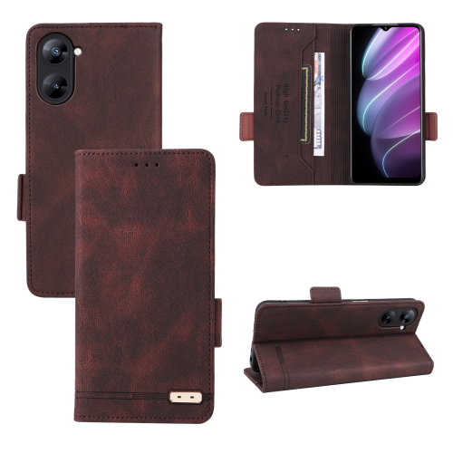 

For Realme V30 / V30t 5G Magnetic Clasp Flip Leather Phone Case(Brown)