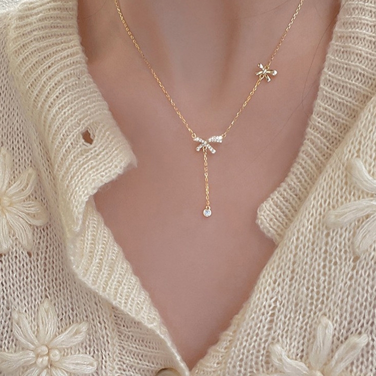 

Ladies Light Luxury Bowknot Necklace Clavicle Chain, Specification:XL1686