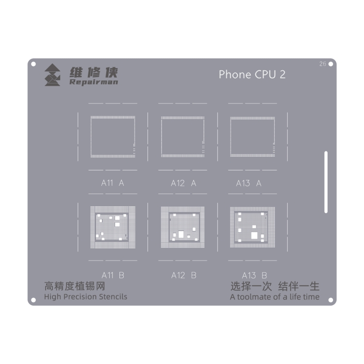 

For iPhone CPU 2 Repairman High Precision Stencils CPU BGA iC Reballing Planting Tin Plate