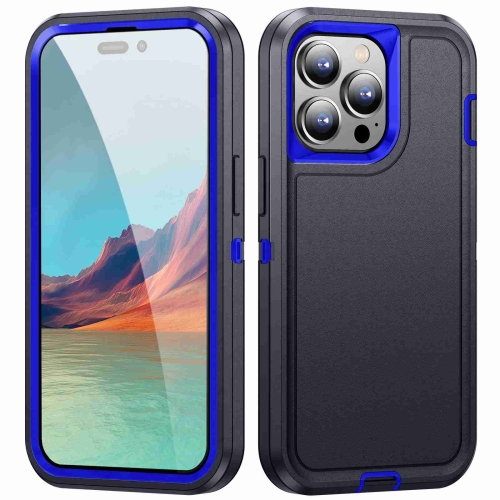 

For iPhone 14 Pro Max Life Waterproof Rugged Phone Case(Dark Blue + Royal Blue)
