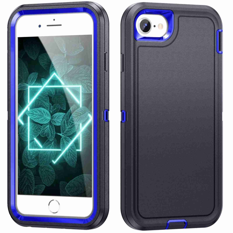 

For iPhone SE 2022 / SE 2020 / 8 / 7 Life Waterproof Rugged Phone Case(Dark Blue + Royal Blue)