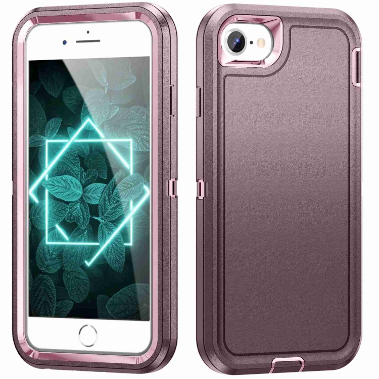 

For iPhone SE 2022 / SE 2020 / 8 / 7 Life Waterproof Rugged Phone Case(Purple + Pink)