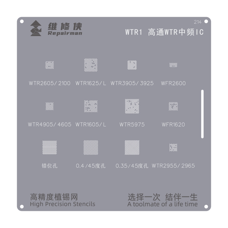 

For Qualcomm WTR1 Repairman High Precision Stencils CPU BGA iC Reballing Planting Tin Plate