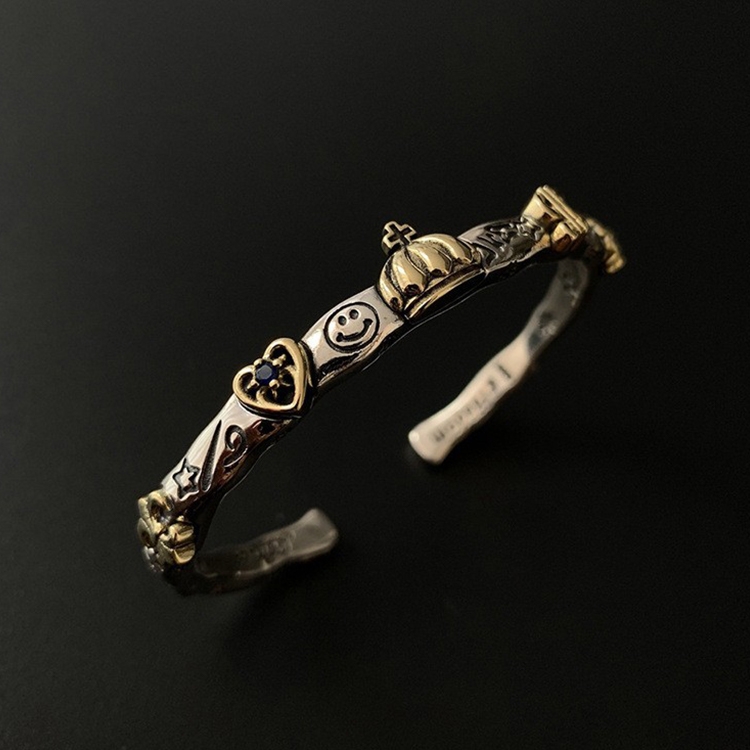 

925 Sterling Silver Vintage Open Bracelet Hand Decoration, Specification:SL0868