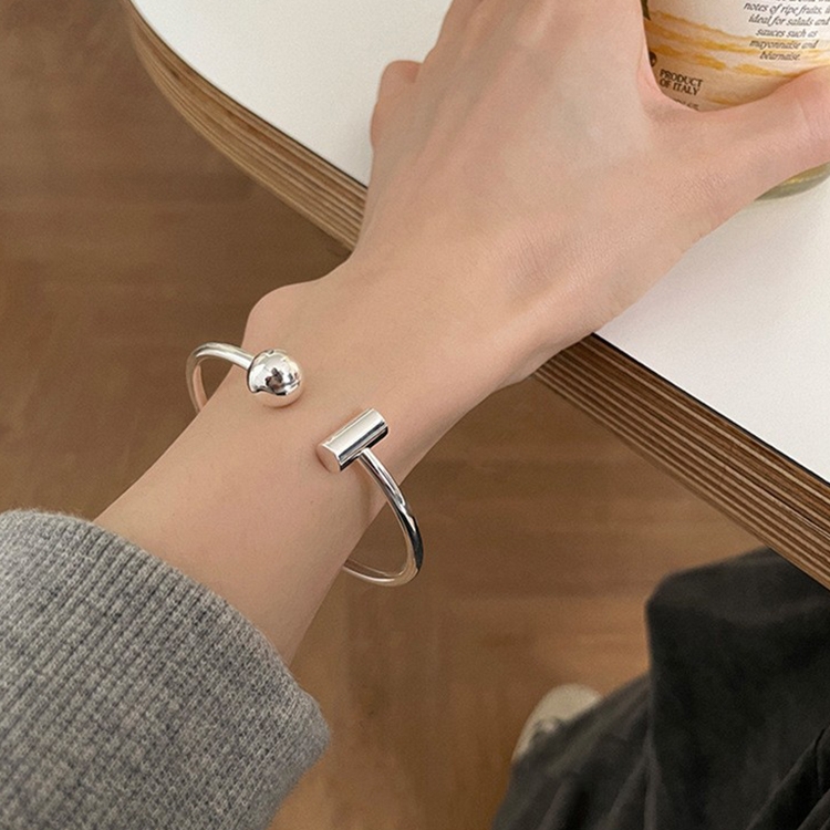 

925 Sterling Silver Vintage Open Bracelet Hand Decoration, Specification:SL0865