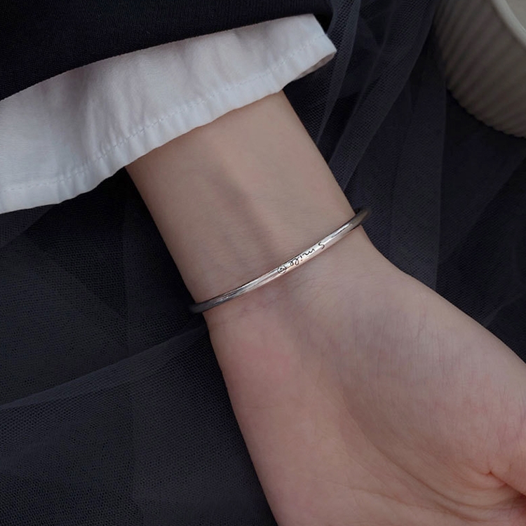 

925 Sterling Silver Vintage Open Bracelet Hand Decoration, Specification:SL0204