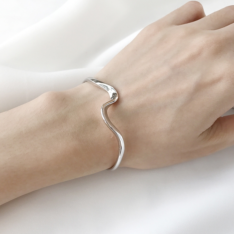 

925 Sterling Silver Vintage Open Bracelet Hand Decoration, Specification:SL0161