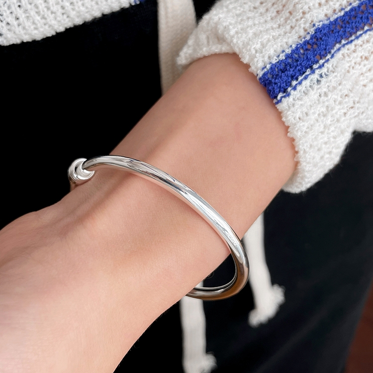 

925 Sterling Silver Vintage Open Bracelet Hand Decoration, Specification:SL0738