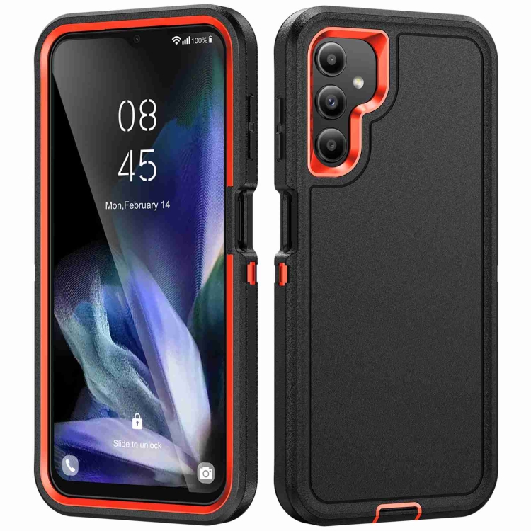 

For Samsung Galaxy A14 5G Life Waterproof Rugged Phone Case(Black + Orange)