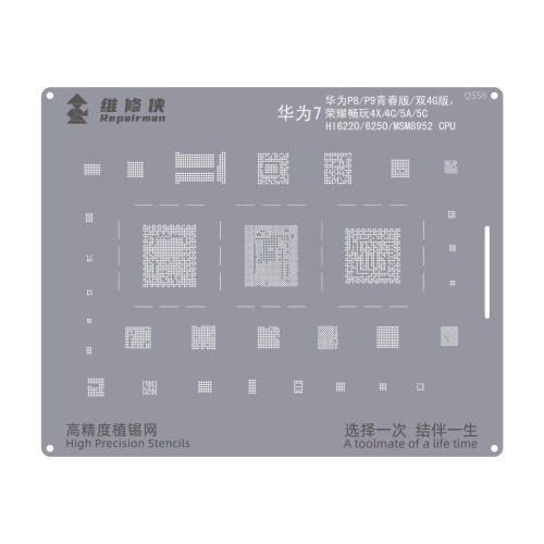 

For Huawei HI6220 / 6250 / MSM8952 Repairman High Precision Stencils CPU BGA iC Reballing Planting Tin Plate