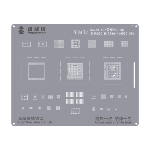 

For Huawei Kirin 990 / Hi3690 Repairman High Precision Stencils CPU BGA iC Reballing Planting Tin Plate