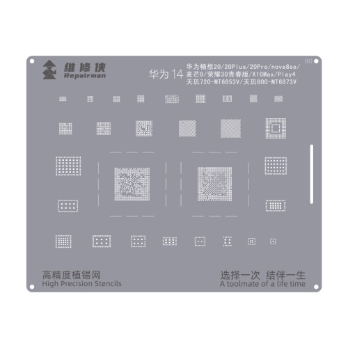 

For Huawei Phecda 720-MT6853V Repairman High Precision Stencils CPU BGA iC Reballing Planting Tin Plate