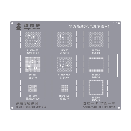 

For Huawei Qualcomm CPU Power Isolation Net Repairman High Precision Stencils CPU BGA iC Reballing Planting Tin Plate