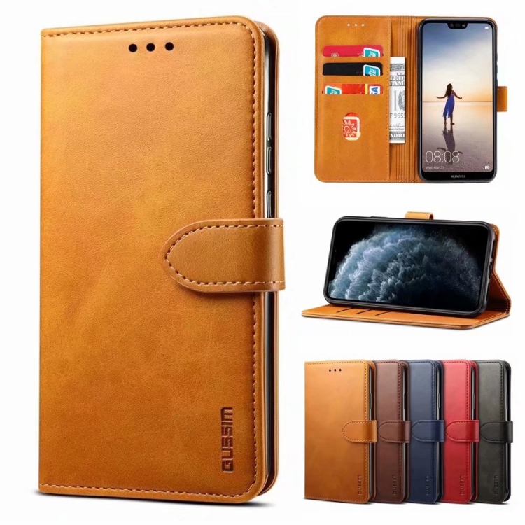 

For iPhone 14 Pro Max GUSSIM Horizontal Flip Leather Phone Case(Khaki)