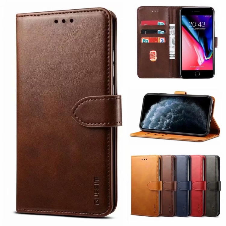 

For iPhone 14 GUSSIM Horizontal Flip Leather Phone Case(Brown)