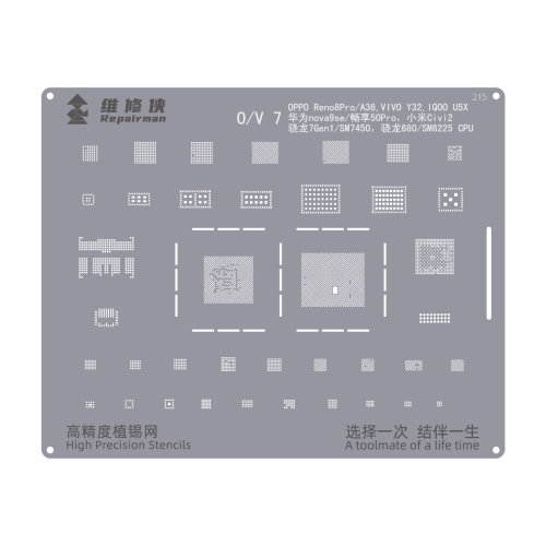 

For Snapdragon 7Gen1/SM7450 Repairman High Precision Stencils CPU BGA iC Reballing Planting Tin Plate