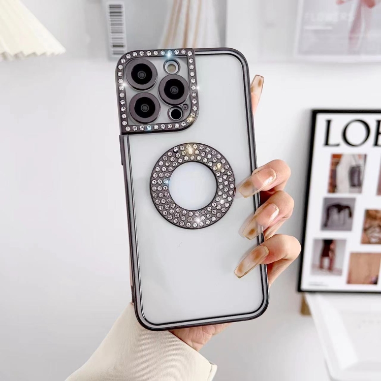 

For iPhone 14 Electroplated Diamond Phone Case(Black)
