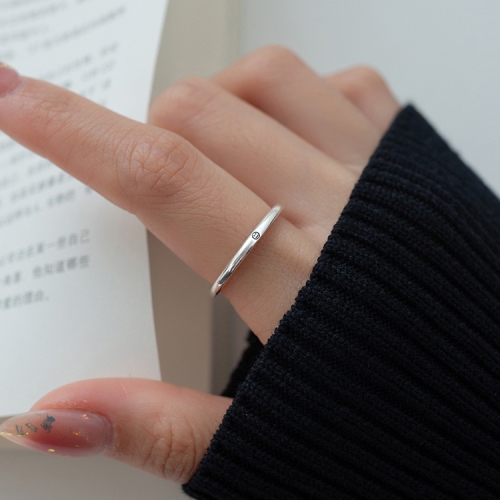 

925 Sterling Silver Smile Heart Open Ring, Specification:J2817