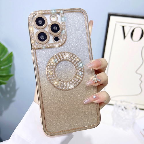 

For iPhone 14 Plus Electroplated Diamond Gradient Glitter Phone Case(Gold)