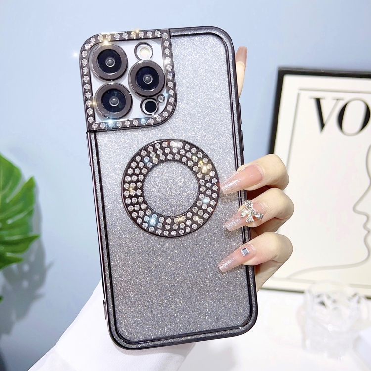 

For iPhone 11 Electroplated Diamond Gradient Glitter Phone Case(Black)