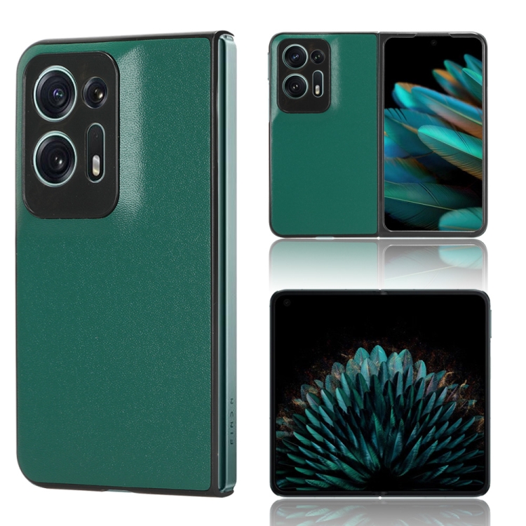 

For OPPO Find N2 Plain Skin Litchi Texture Phone Case(Green)