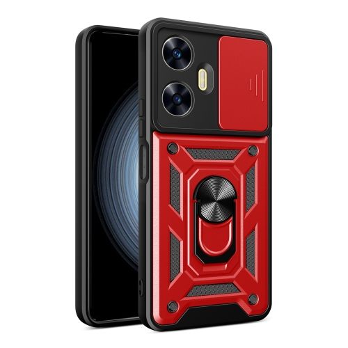 

For Realme C55 4G Sliding Camera Cover Design TPU+PC Phone Case(Red)