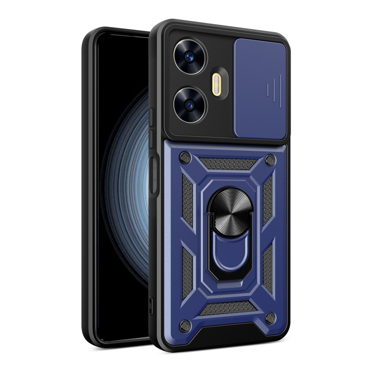 

For Realme C55 4G Sliding Camera Cover Design TPU+PC Phone Case(Blue)